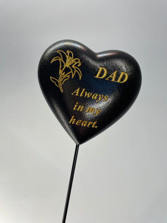 Black and gold, Grave memorial stick