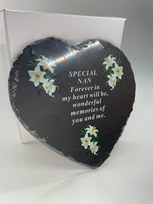 Grave memorial slate heart