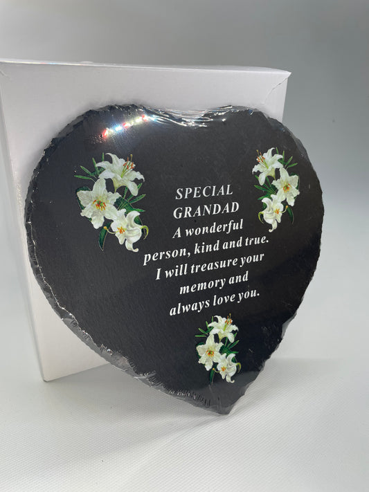 Grave memorial slate heart